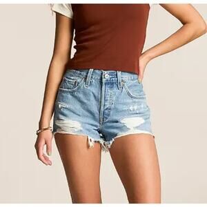 Levi’s 501 High Rise Distressed Denim Cutoff Shorts Raw Hem Size 30